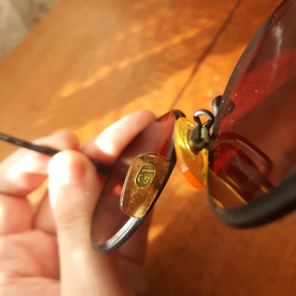 VINTAGE 90s Giorgio Armani 201 706 49 21 red Rx lens Unisex round sunglasses - Picture 5 of 8